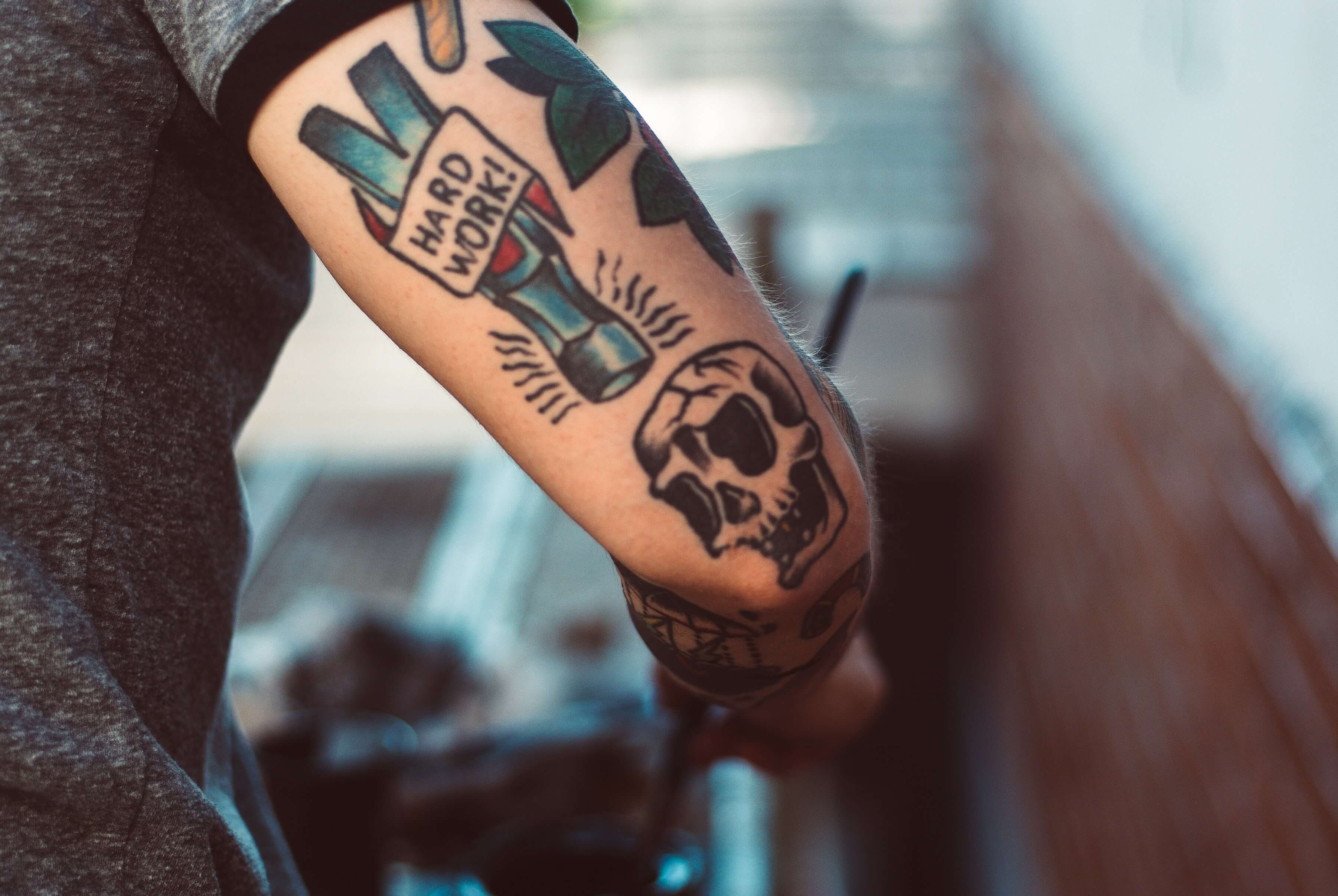 Colorful tattoo of a skull